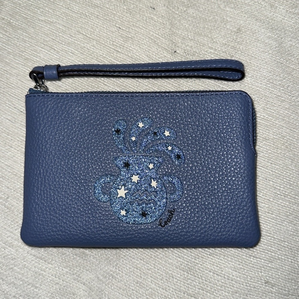 Coach corner zip wristlet with Aquarius ♒️ New 🔥 - Picture 5 of 11